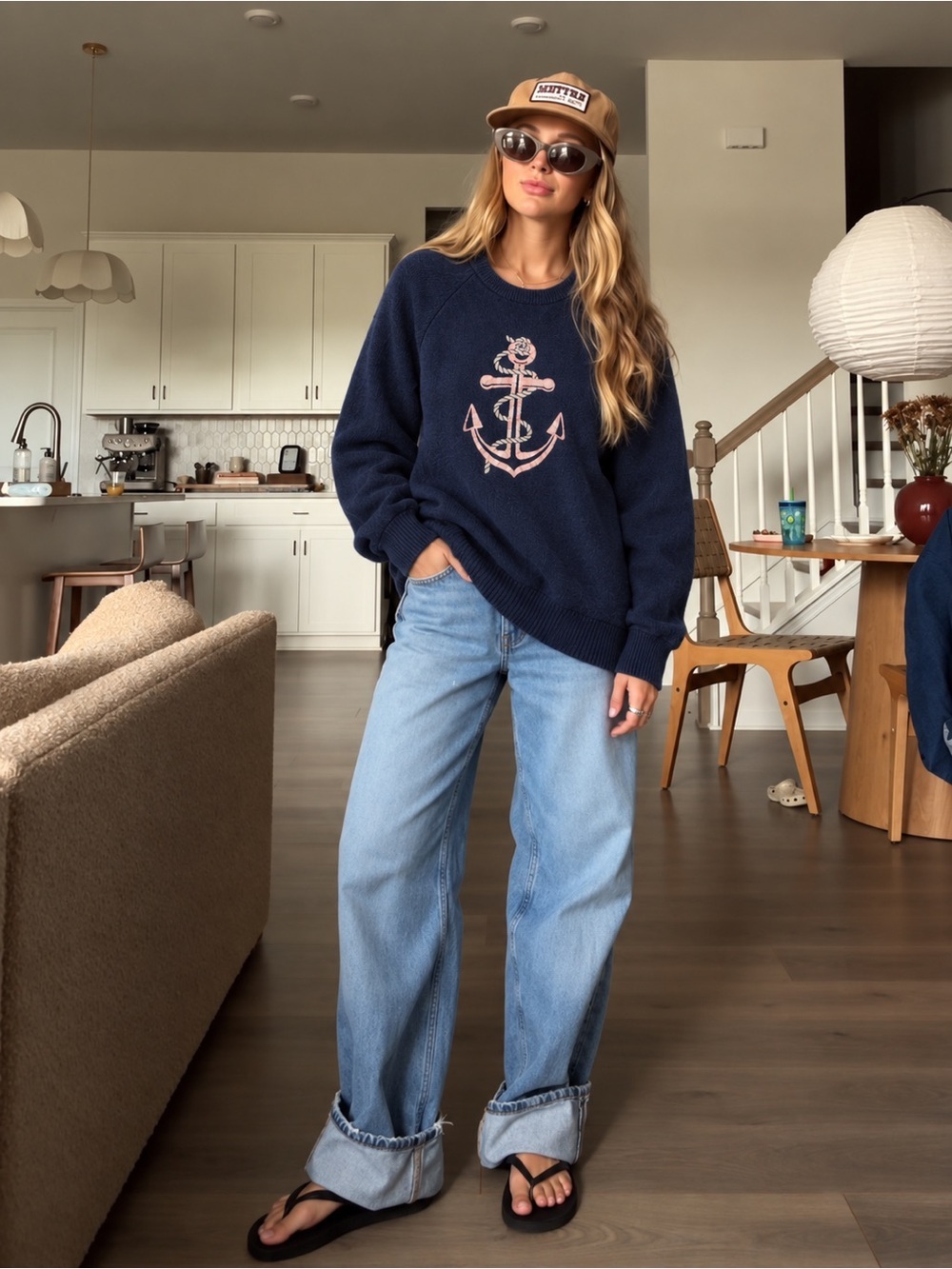 J. Crew Navy Anchor Sweater Size Small